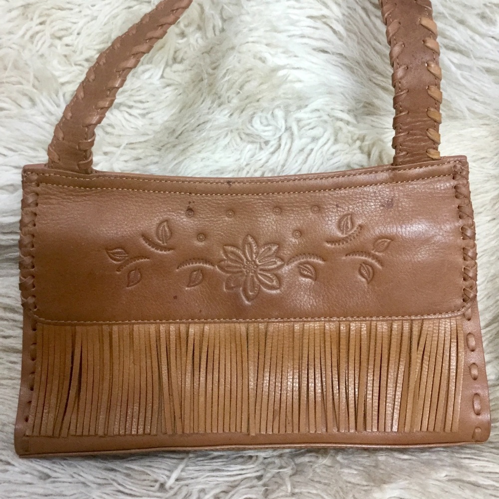 Fossil leather Embossed Purse With Fringe - Picture 2 of 7